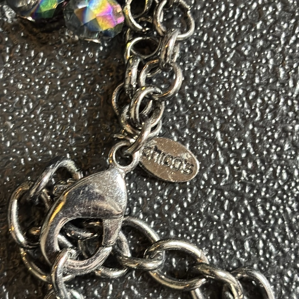 Chico’s Statement Bob AB Aurora Borealis Gunmetal Necklace​ - Picture 5 of 7